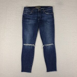Joe's Jeans Womens 30 Crop Skinny Distress Fray Isuri Dark Wash Blue‎
